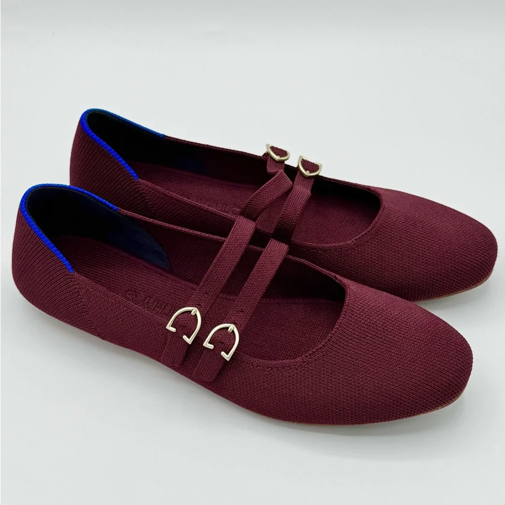 Rothy’s Double Buckle Mary Jane Flats “Cabernet” size 7 Like-New - Picture 8 of 13